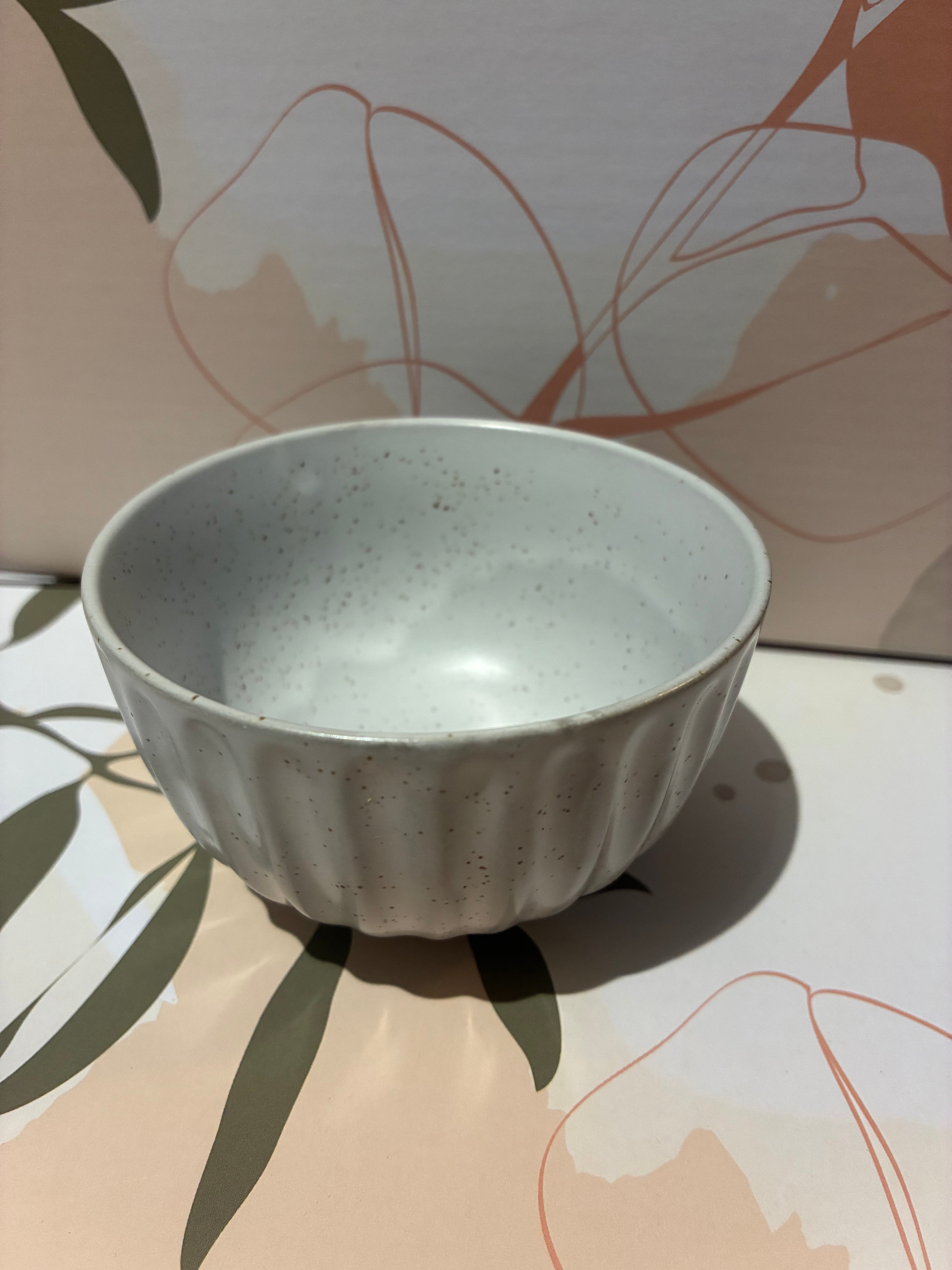 Tea Cup Small - Ridged Speckled White (150ml)